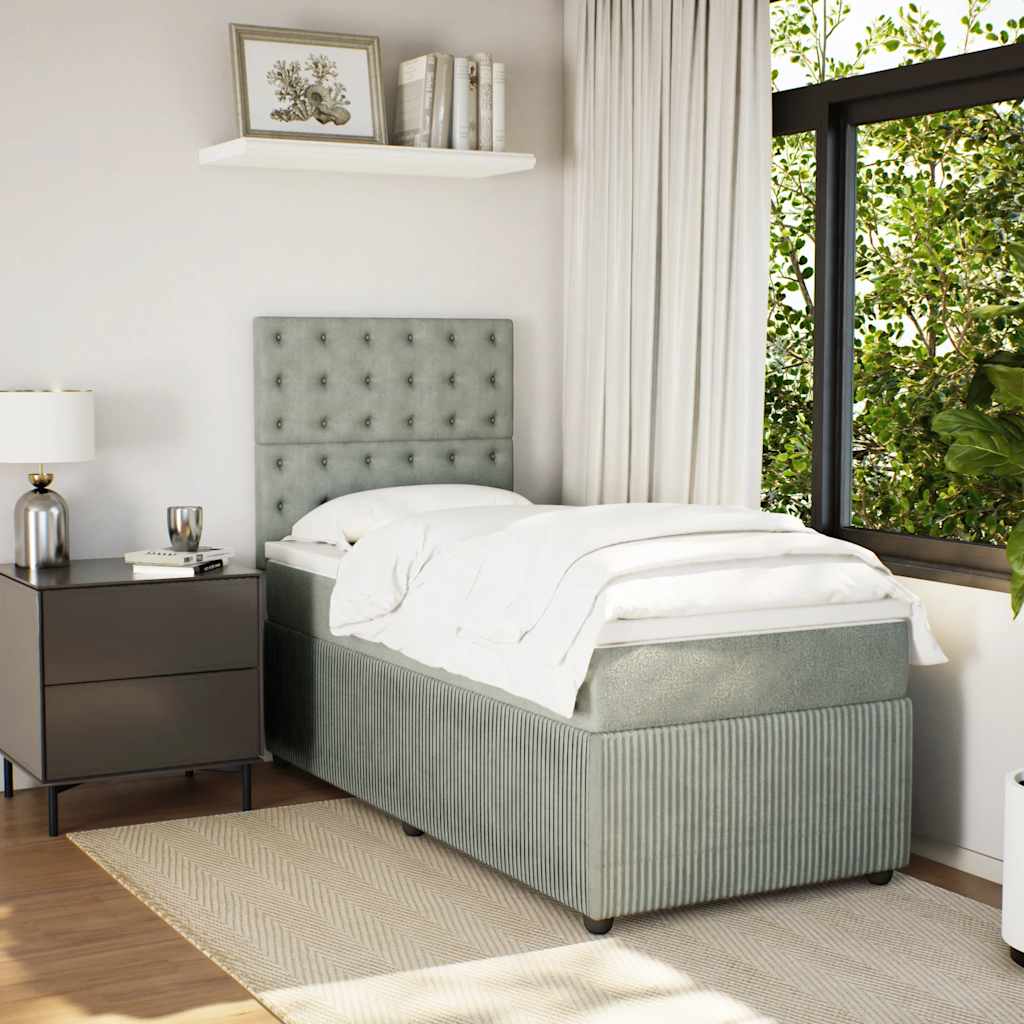 Box spring krevet s madracem svjetlosivi 80 x 200 cm baršunasti