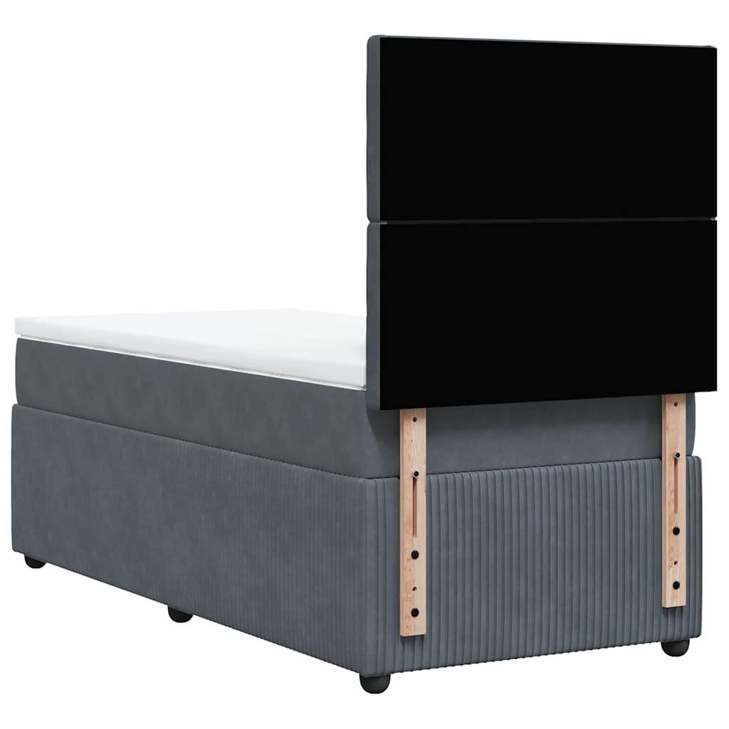 Box spring krevet s madracem tamnosivi 80 x 200 cm baršunasti