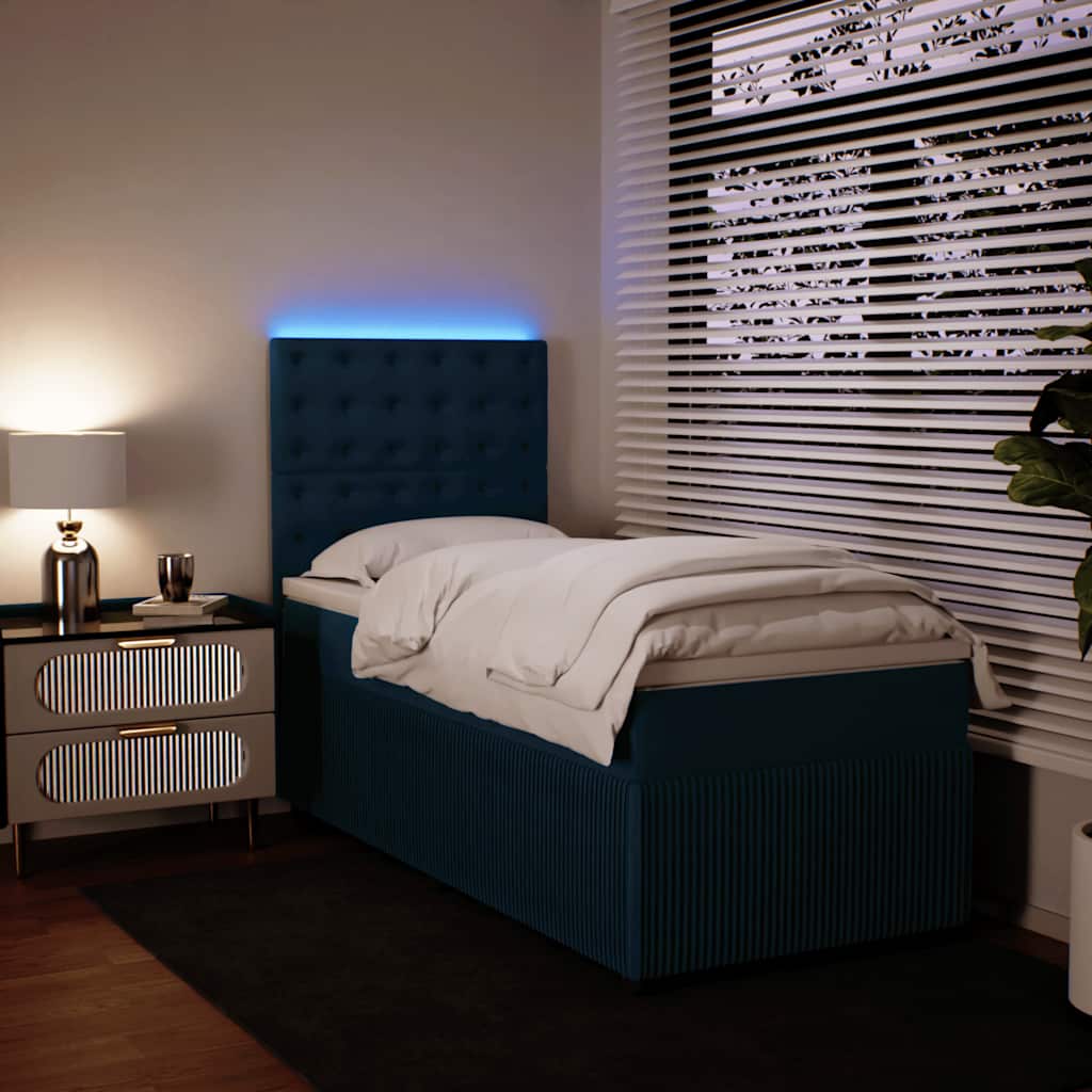 Box spring krevet s madracem plavi 80 x 200 cm baršunasti