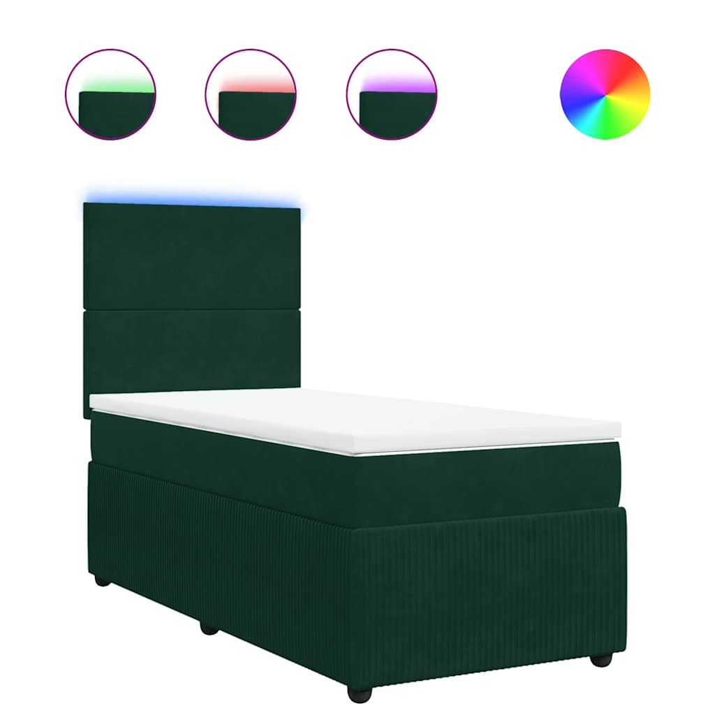 Box spring krevet s madracem tamnozeleni 90x190 cm baršunasti