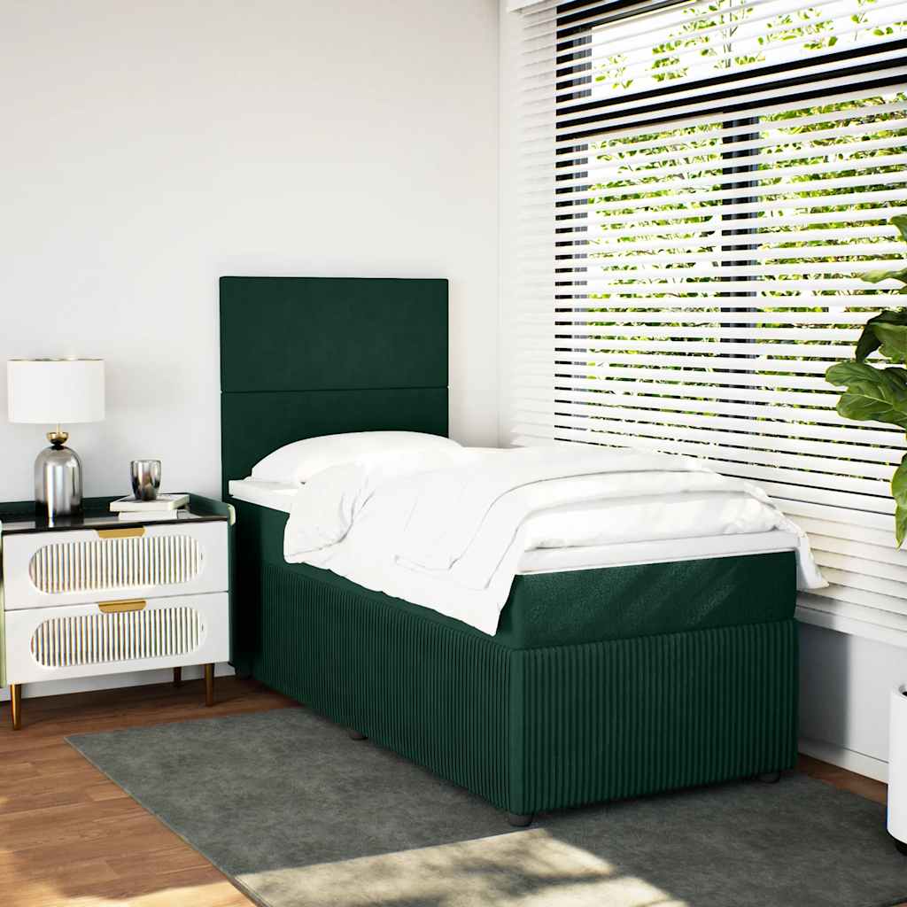 Box spring krevet s madracem tamnozeleni 90x190 cm baršunasti