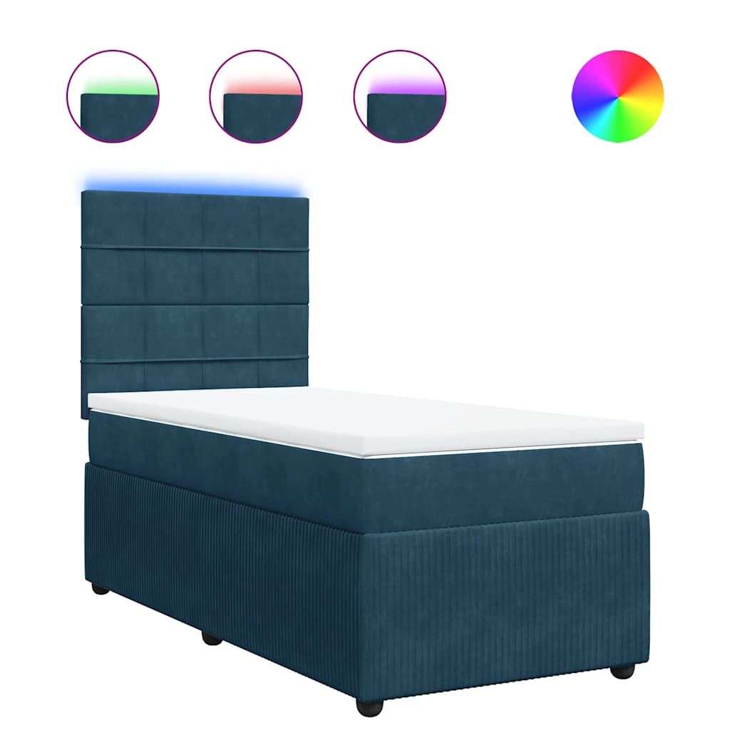 Box spring krevet s madracem plavi 90x190 cm baršunasti