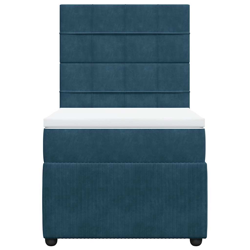Box spring krevet s madracem plavi 90x190 cm baršunasti