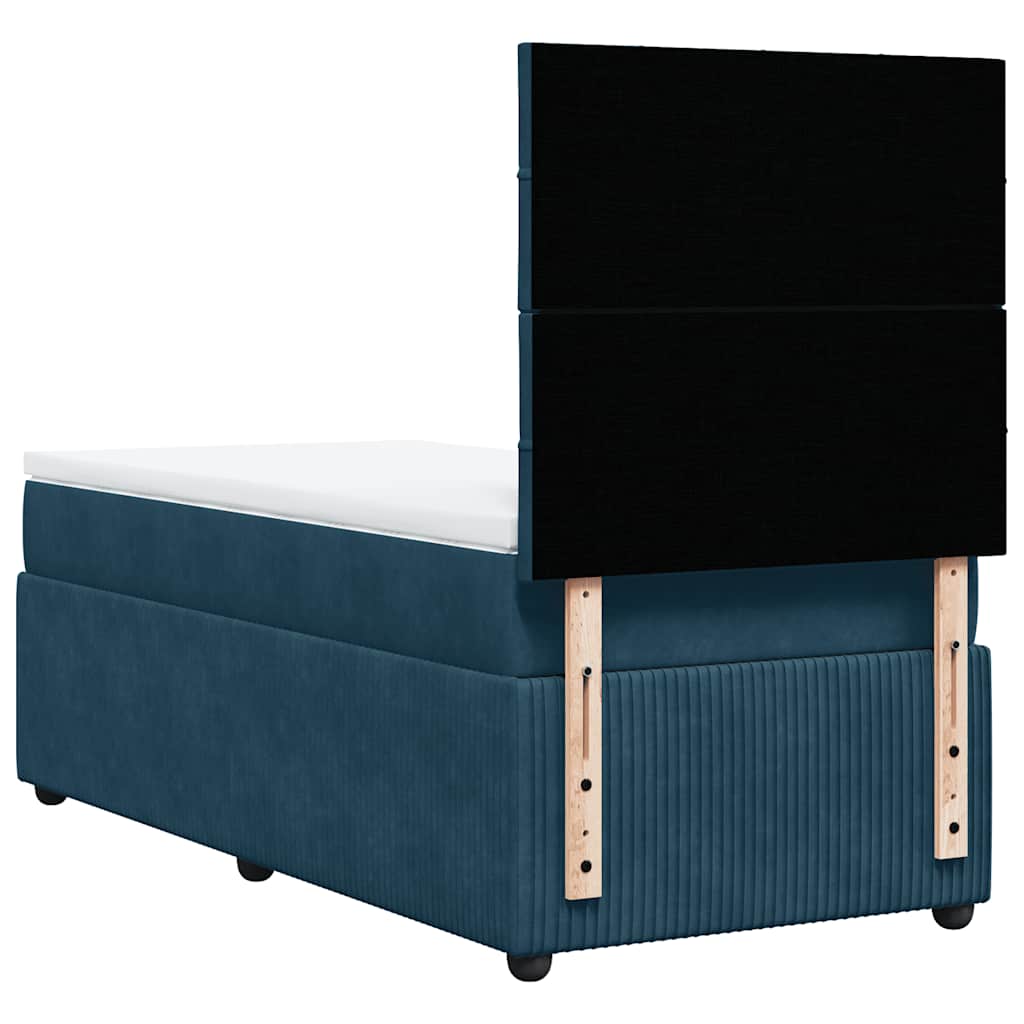 Box spring krevet s madracem plavi 90x190 cm baršunasti