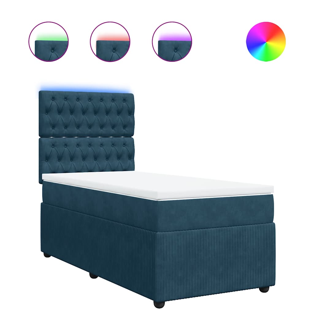 Box spring krevet s madracem plavi 90x190 cm baršunasti