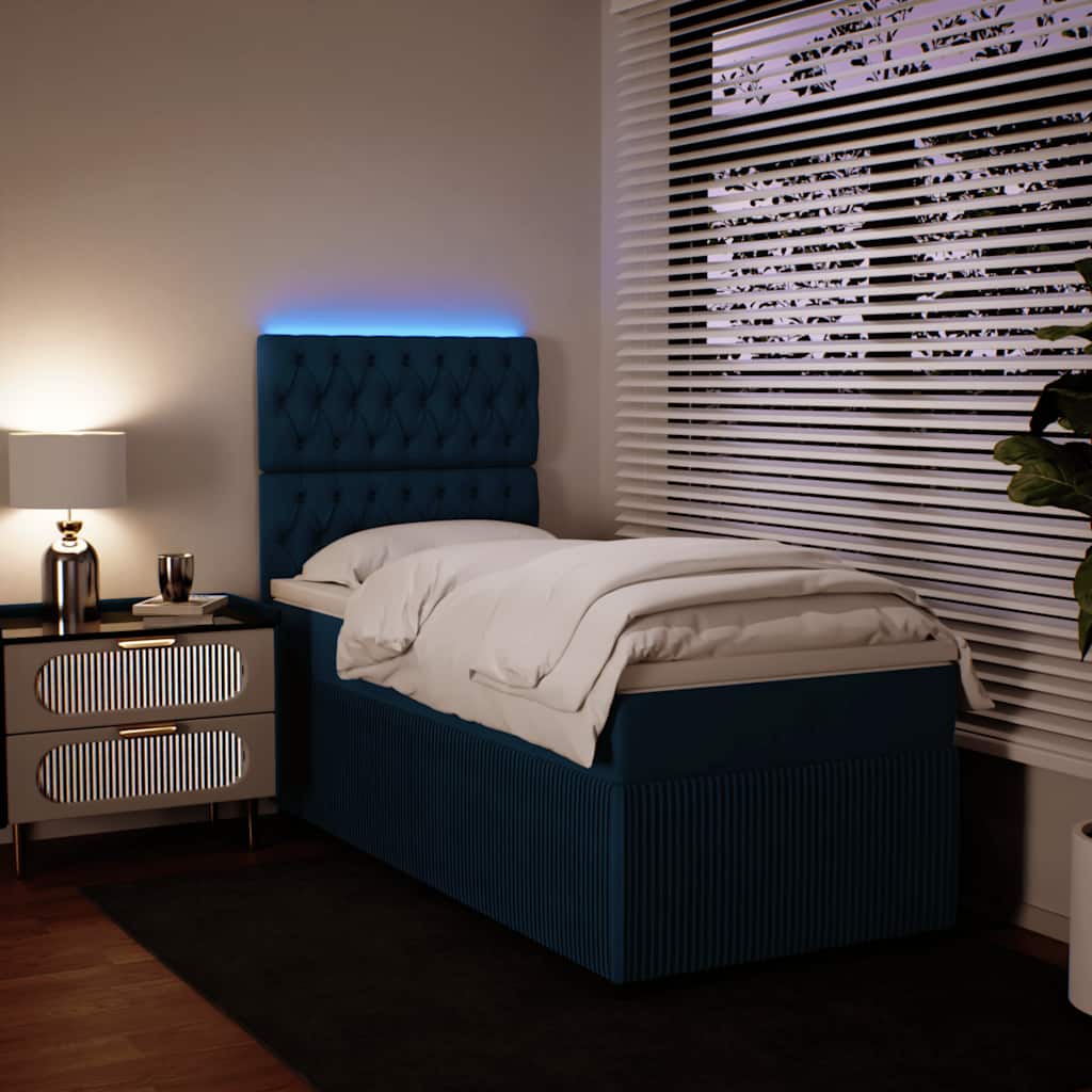 Box spring krevet s madracem plavi 90x190 cm baršunasti