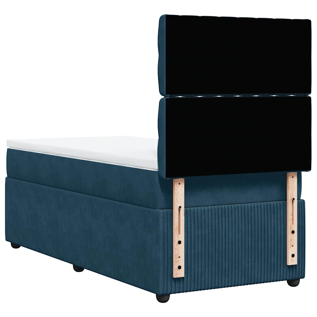 Box spring krevet s madracem plavi 90x190 cm baršunasti