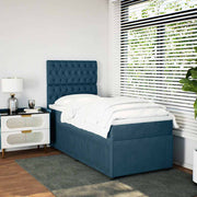 Box spring krevet s madracem plavi 90x190 cm baršunasti