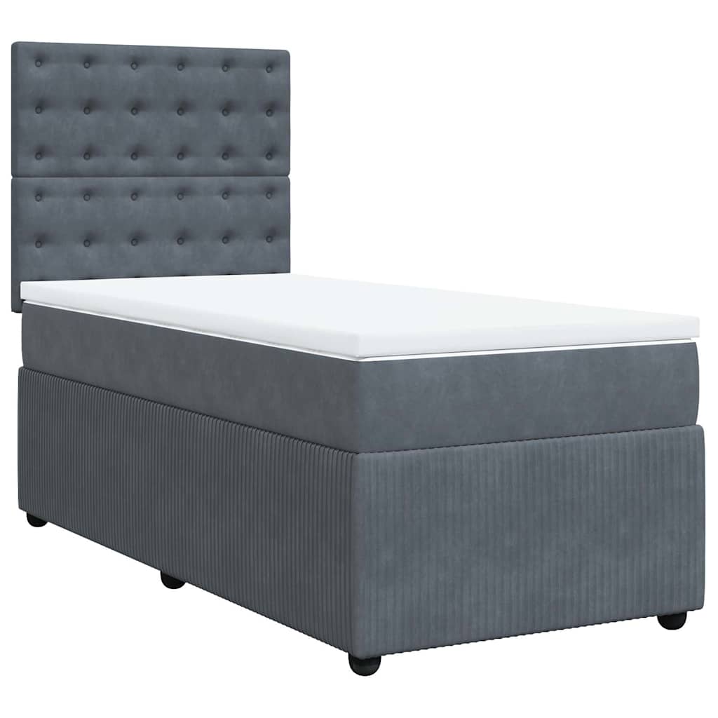 Box spring krevet s madracem tamnosivi 90x190 cm baršunasti