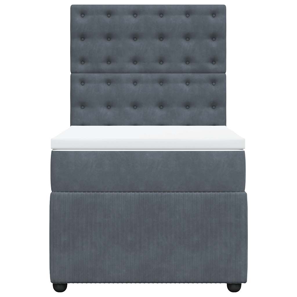 Box spring krevet s madracem tamnosivi 90x190 cm baršunasti