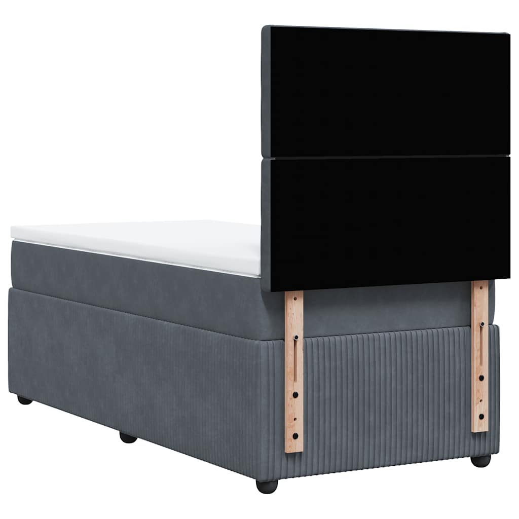 Box spring krevet s madracem tamnosivi 90x190 cm baršunasti