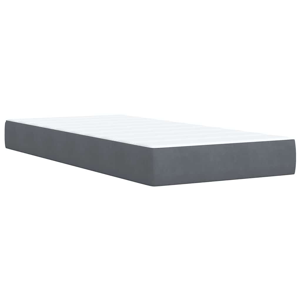 Box spring krevet s madracem tamnosivi 90x190 cm baršunasti
