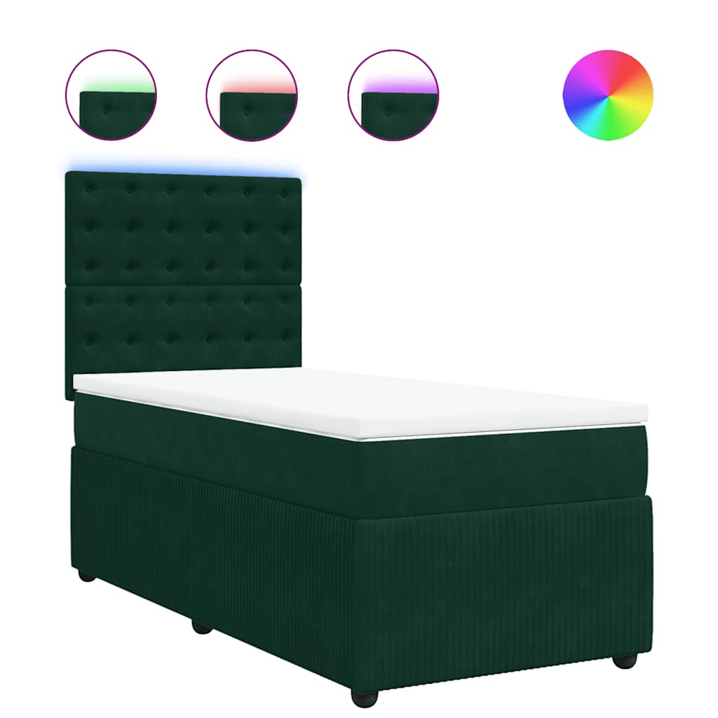 Box spring krevet s madracem tamnozeleni 90x190 cm baršunasti