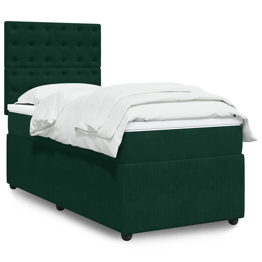 Box spring krevet s madracem tamnozeleni 90x190 cm baršunasti