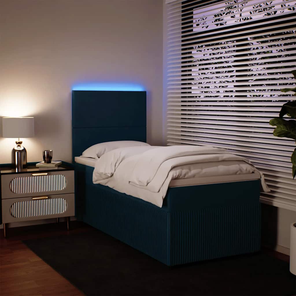 Box spring krevet s madracem plavi 90x200 cm baršunasti