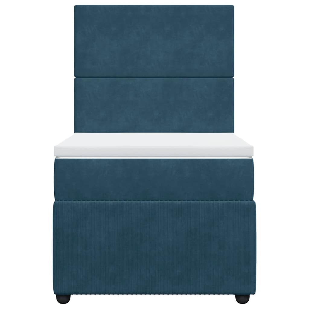 Box spring krevet s madracem plavi 90x200 cm baršunasti