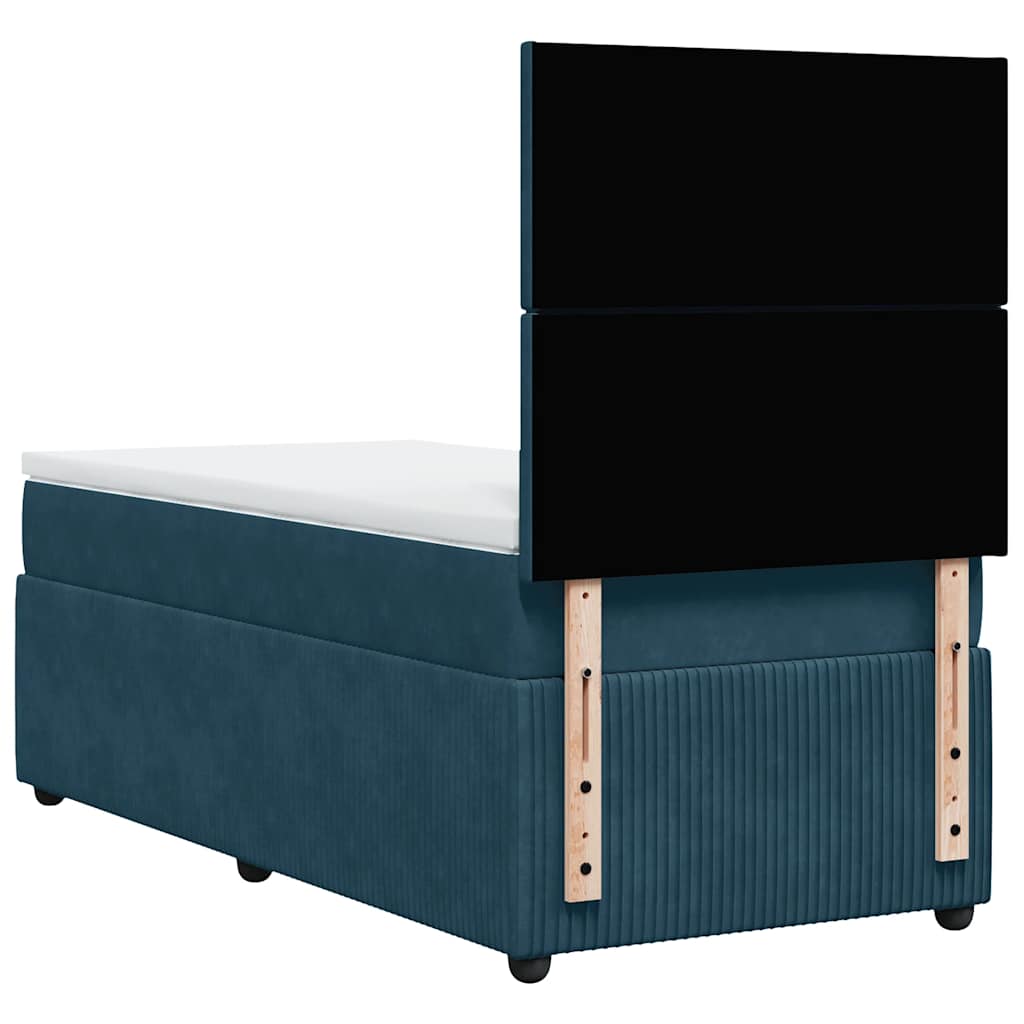 Box spring krevet s madracem plavi 90x200 cm baršunasti