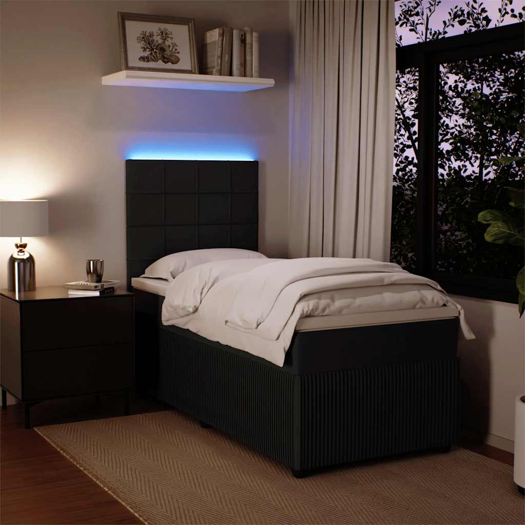 Box spring krevet s madracem crni 90x200 cm baršunasti