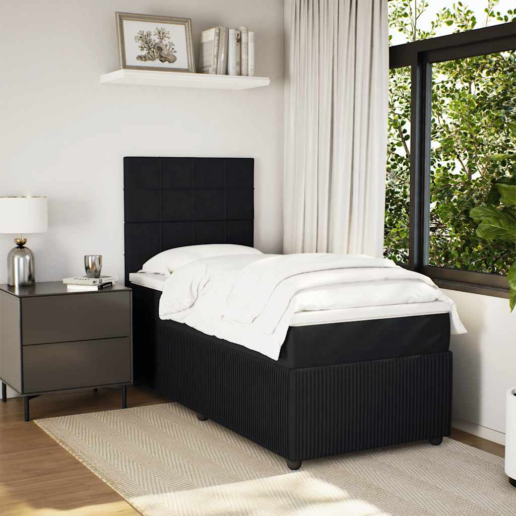 Box spring krevet s madracem crni 90x200 cm baršunasti