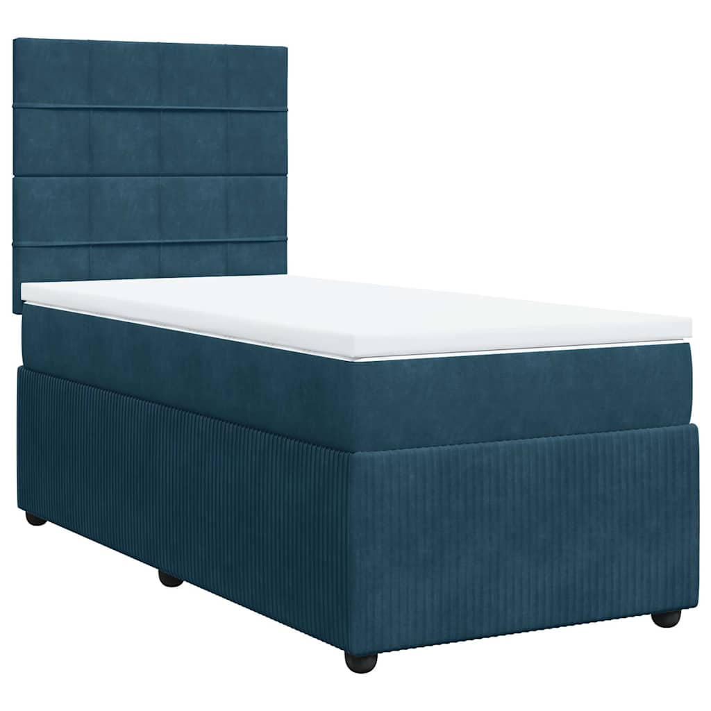 Box spring krevet s madracem plavi 90x200 cm baršunasti