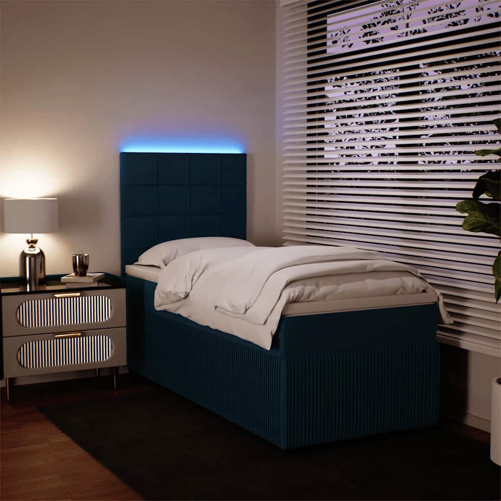 Box spring krevet s madracem plavi 90x200 cm baršunasti
