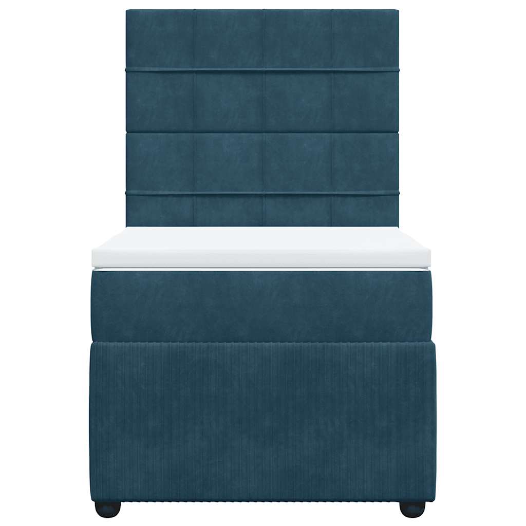 Box spring krevet s madracem plavi 90x200 cm baršunasti