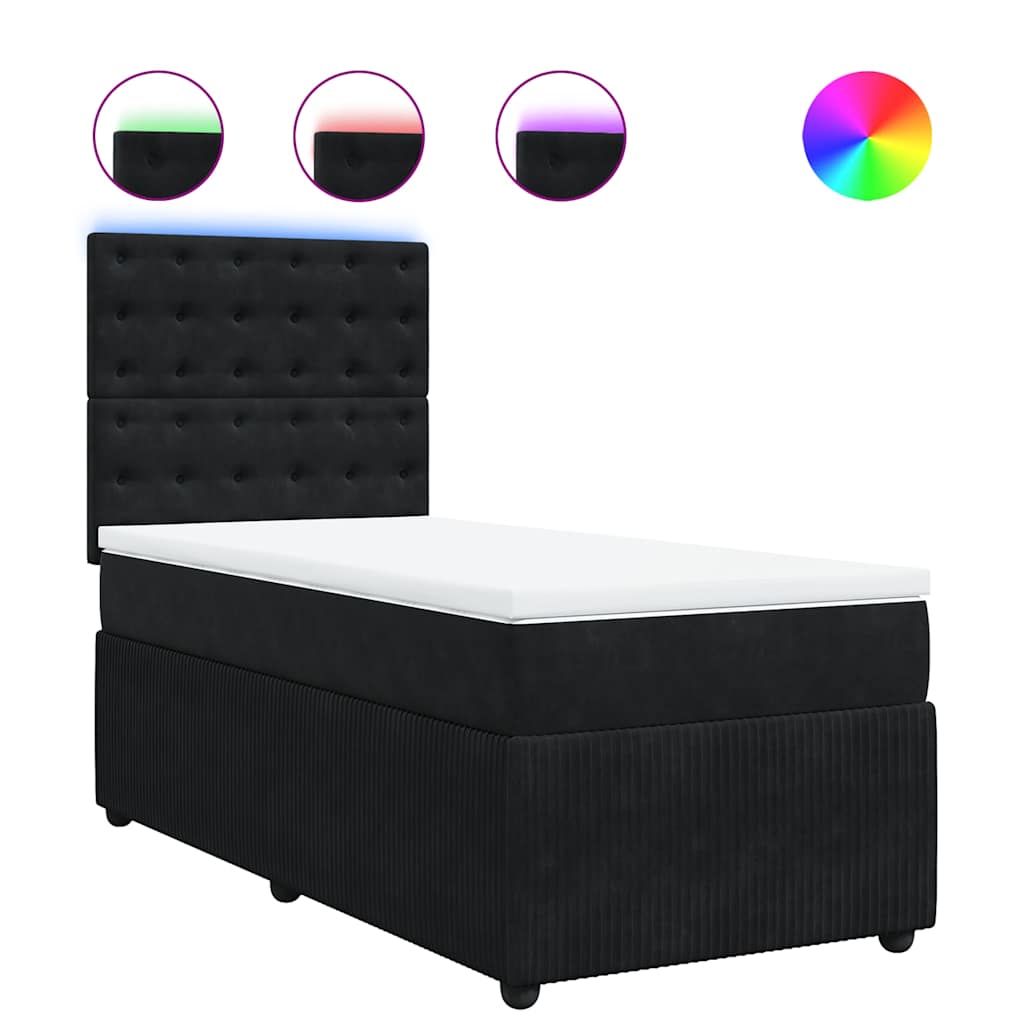 Box spring krevet s madracem crni 90x200 cm baršunasti