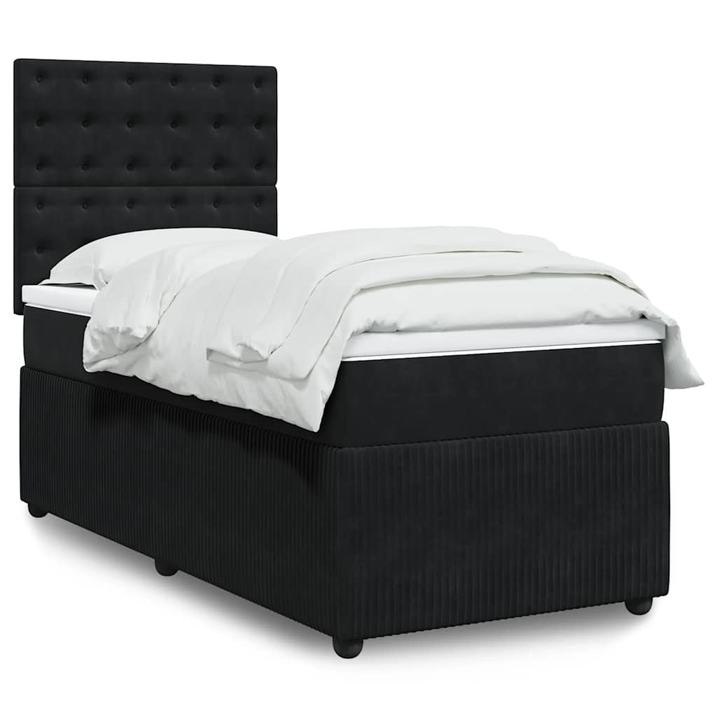 Box spring krevet s madracem crni 90x200 cm baršunasti
