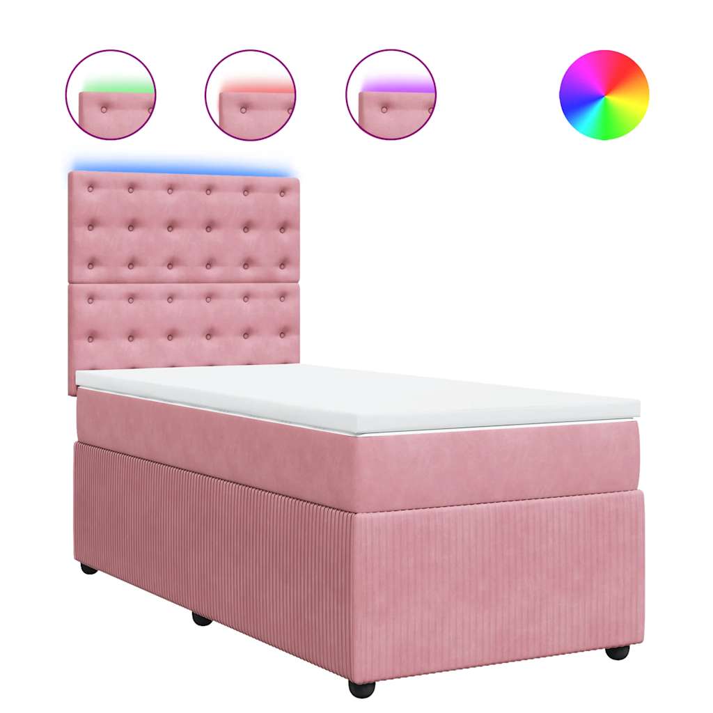 Box spring krevet s madracem ružičasti 90x200 cm baršunasti