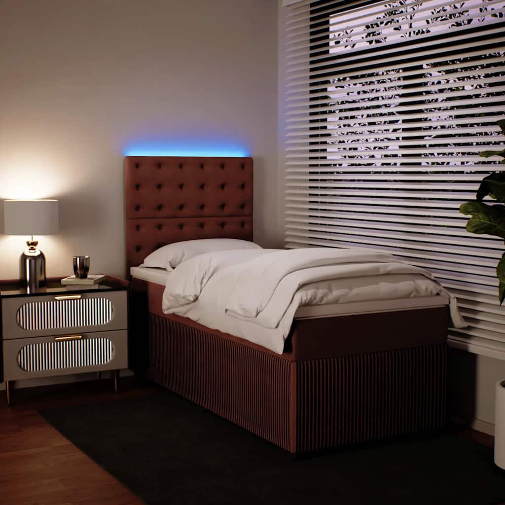 Box spring krevet s madracem ružičasti 90x200 cm baršunasti