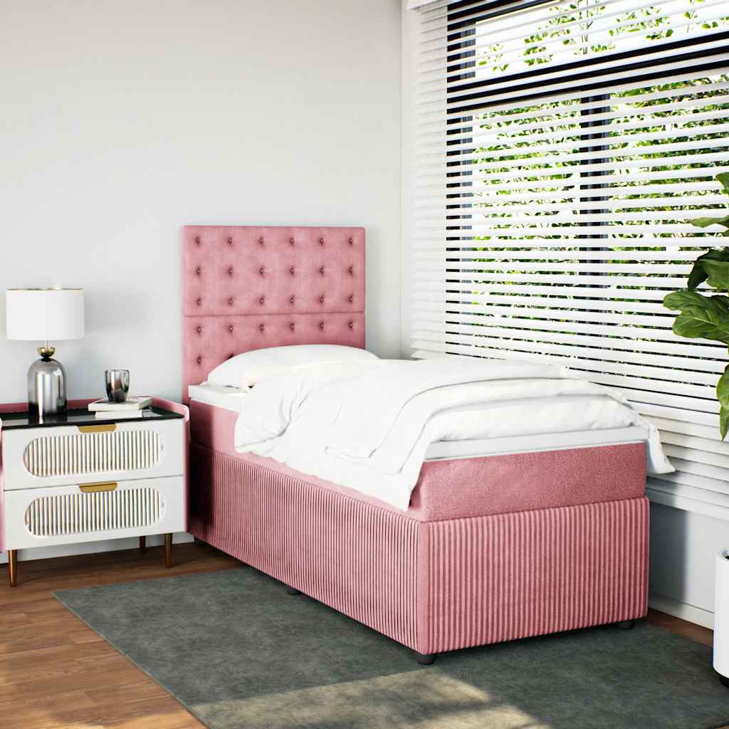 Box spring krevet s madracem ružičasti 90x200 cm baršunasti