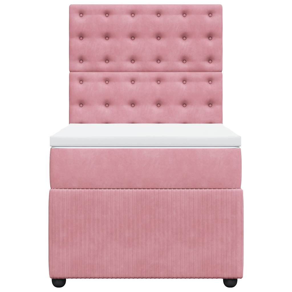 Box spring krevet s madracem ružičasti 90x200 cm baršunasti