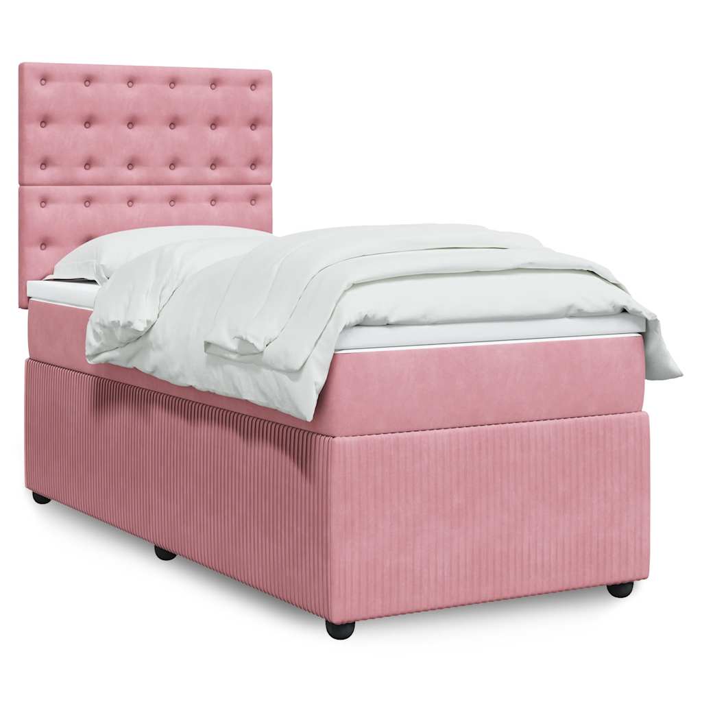 Box spring krevet s madracem ružičasti 90x200 cm baršunasti