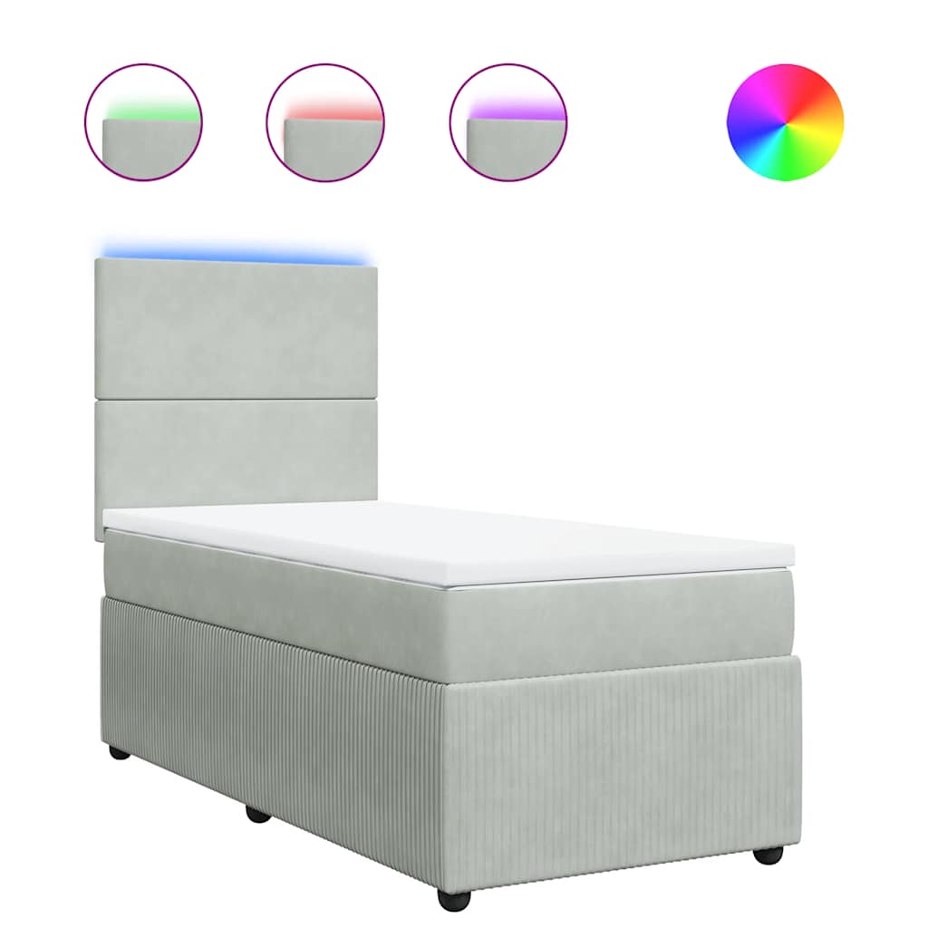 Box spring krevet s madracem svjetlosivi 100x200 cm baršunasti