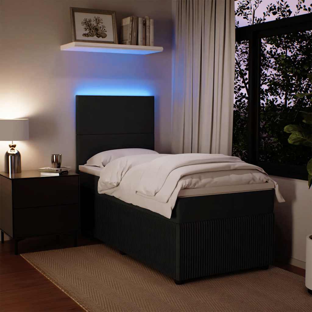 Box spring krevet s madracem crni 100x200 cm baršunasti