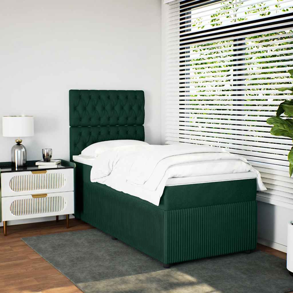 Box spring krevet s madracem tamnozeleni 100x200 cm baršunasti