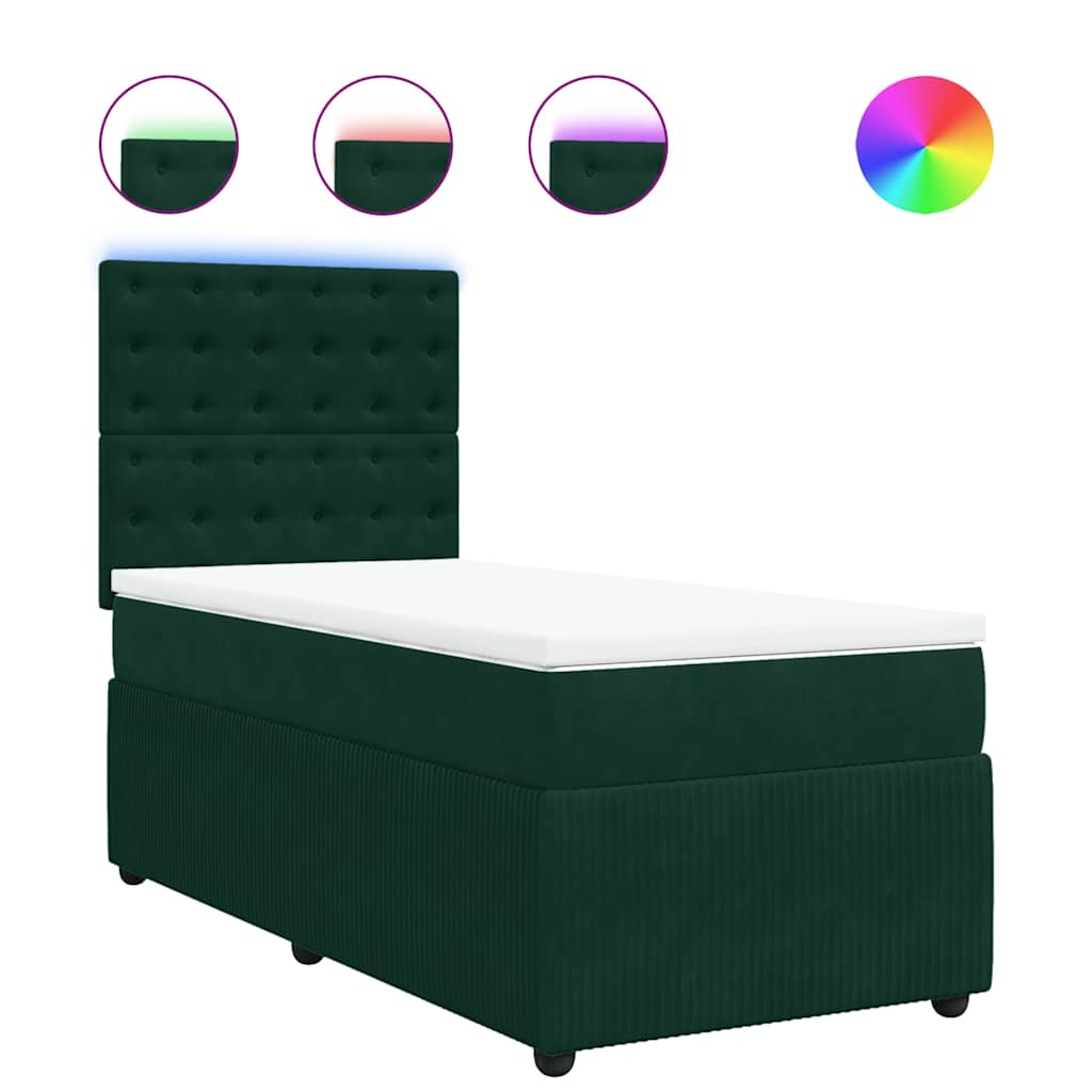 Box spring krevet s madracem tamnozeleni 100x200 cm baršunasti