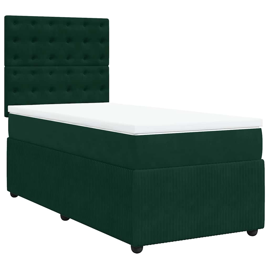 Box spring krevet s madracem tamnozeleni 100x200 cm baršunasti