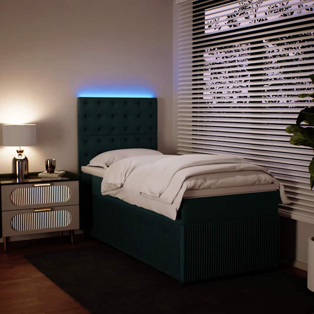 Box spring krevet s madracem tamnozeleni 100x200 cm baršunasti