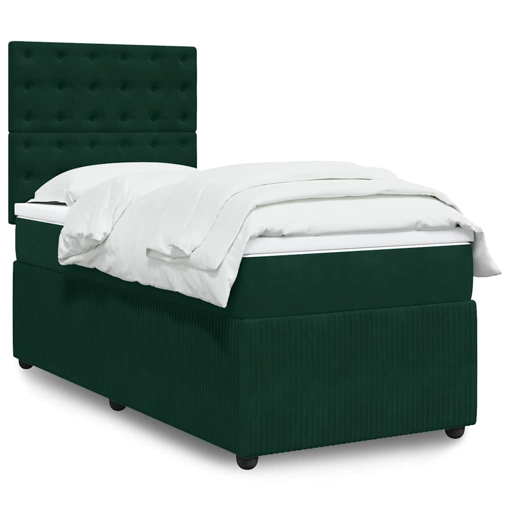 Box spring krevet s madracem tamnozeleni 100x200 cm baršunasti