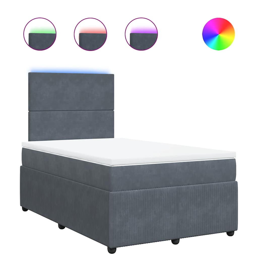 Krevet box spring s madracem tamnosivi 120 x 190 cm baršun