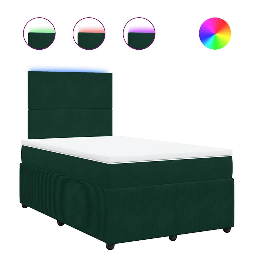 Krevet box spring s madracem tamnozeleni 120x190 cm baršunasti