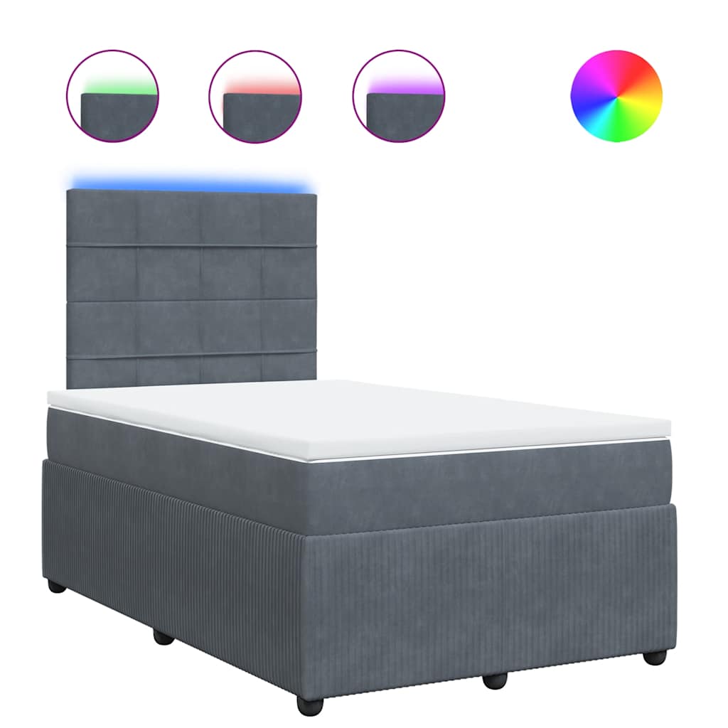 Krevet box spring s madracem tamnosivi 120 x 190 cm baršun