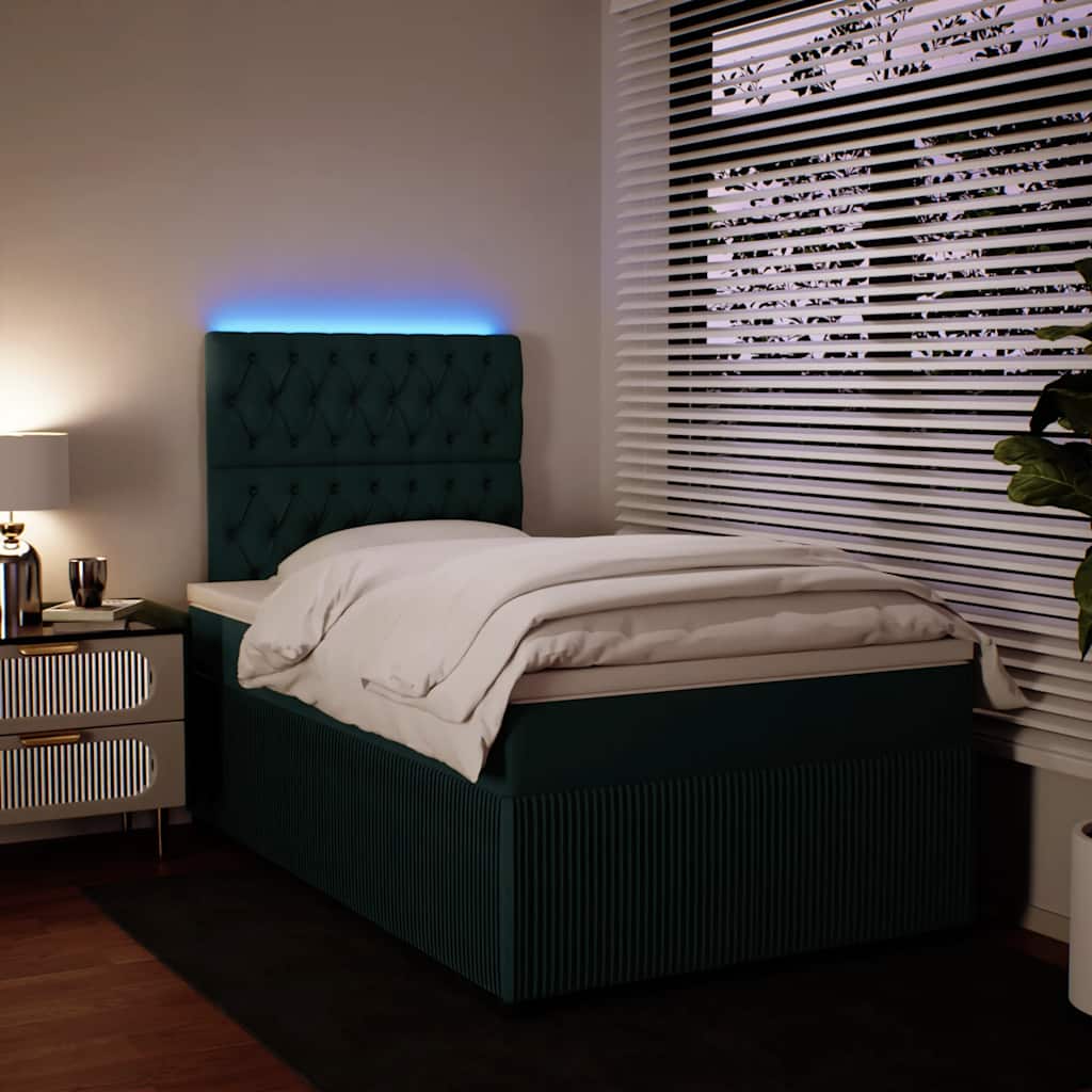 Krevet box spring s madracem tamnozeleni 120x190 cm baršunasti