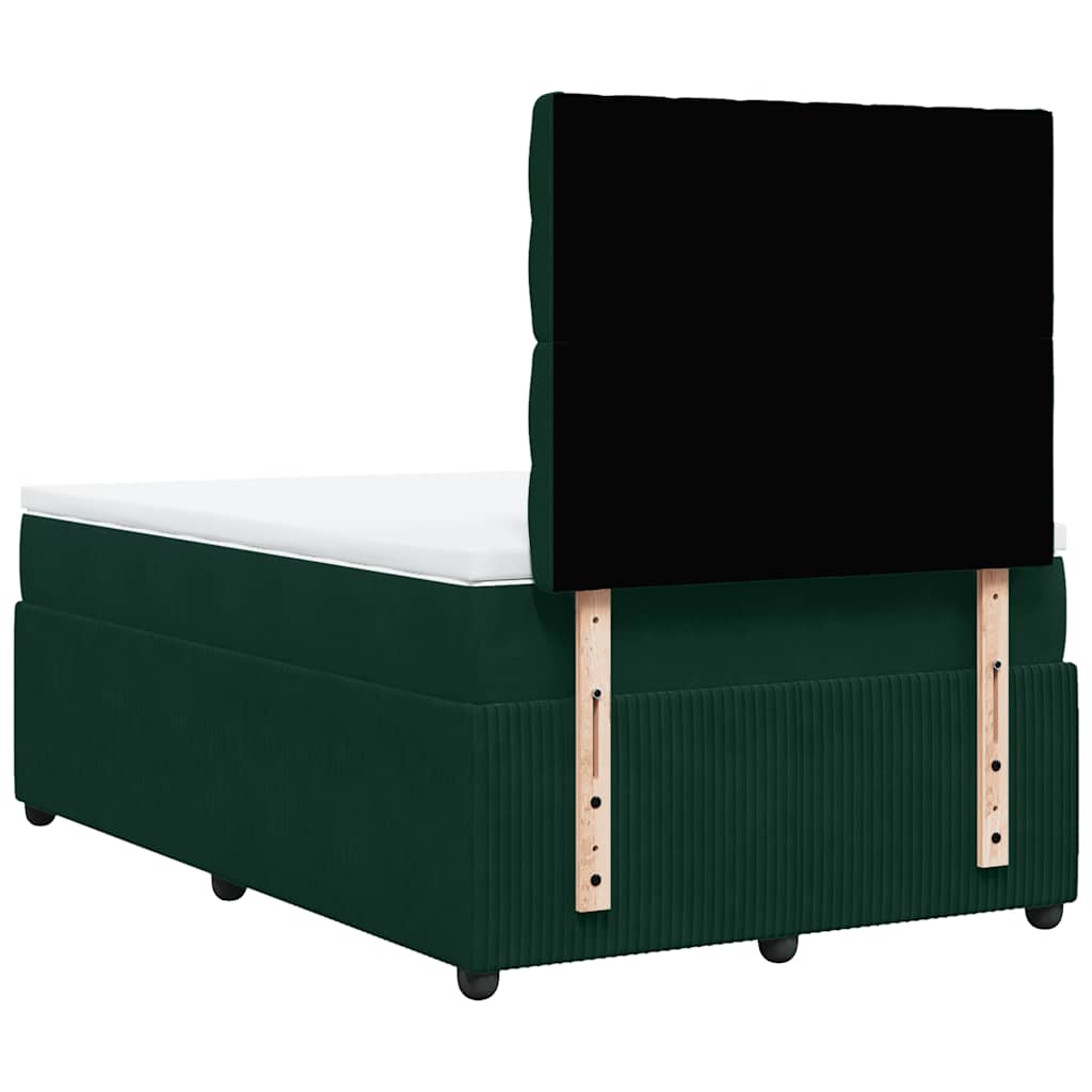 Krevet box spring s madracem tamnozeleni 120x190 cm baršunasti