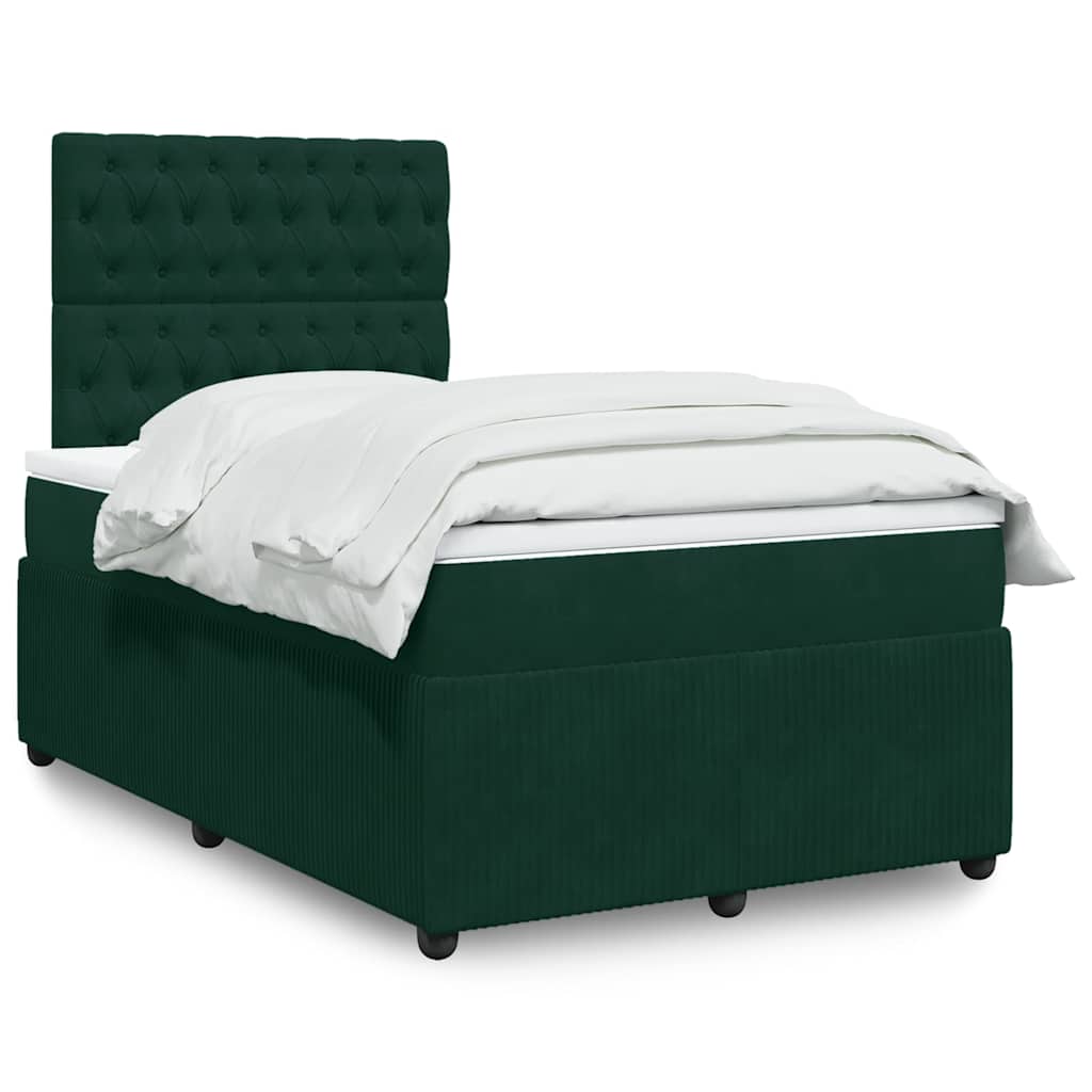 Krevet box spring s madracem tamnozeleni 120x190 cm baršunasti