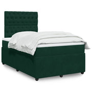 Krevet box spring s madracem tamnozeleni 120x190 cm baršunasti