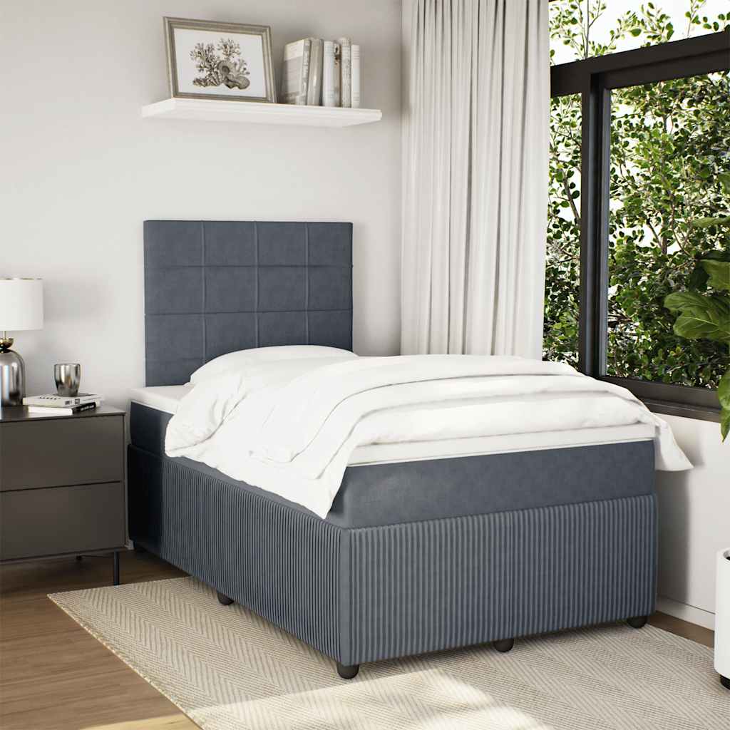 Box spring krevet s madracem tamnosivi 120 x 200 cm baršunasti