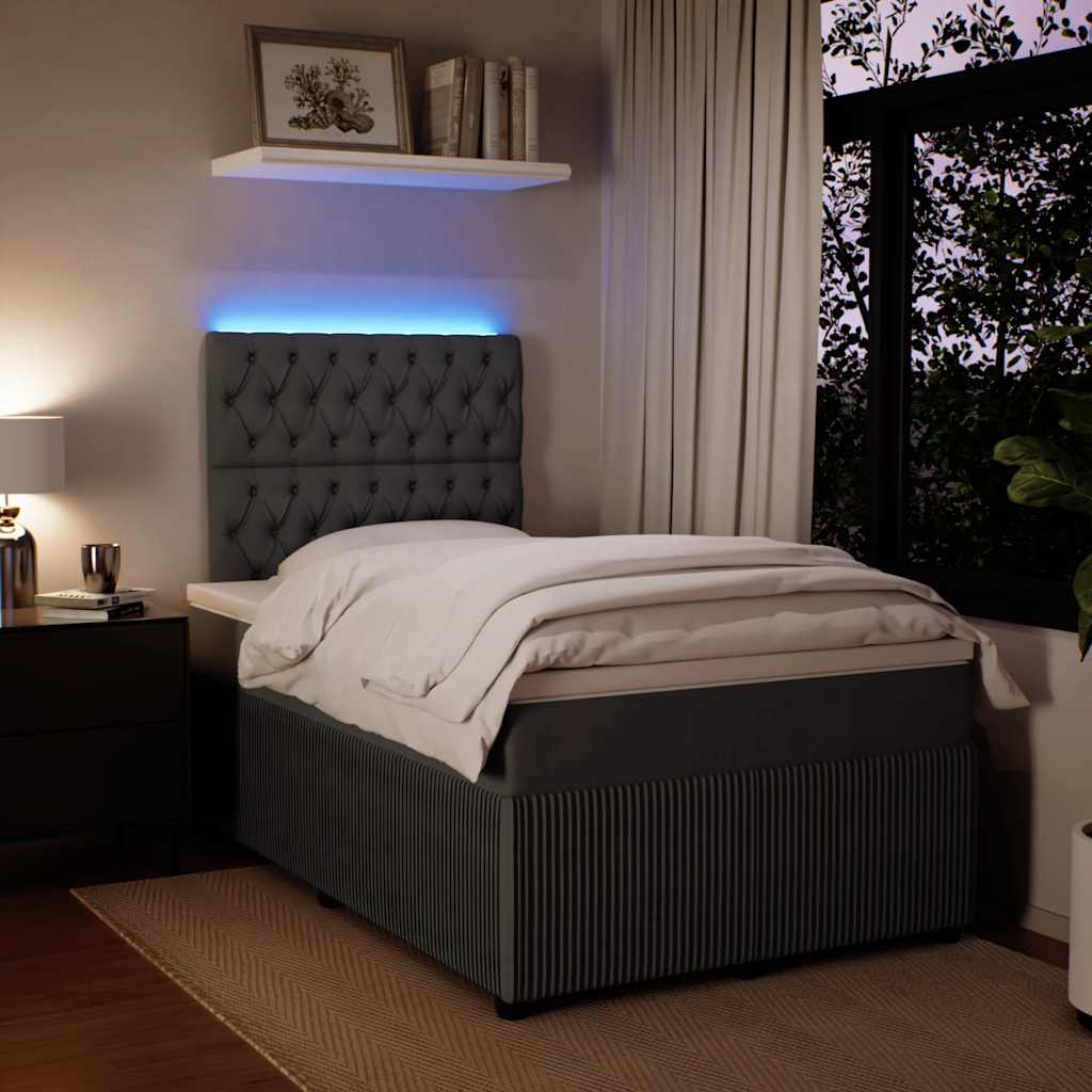 Box spring krevet s madracem tamnosivi 120 x 200 cm baršunasti
