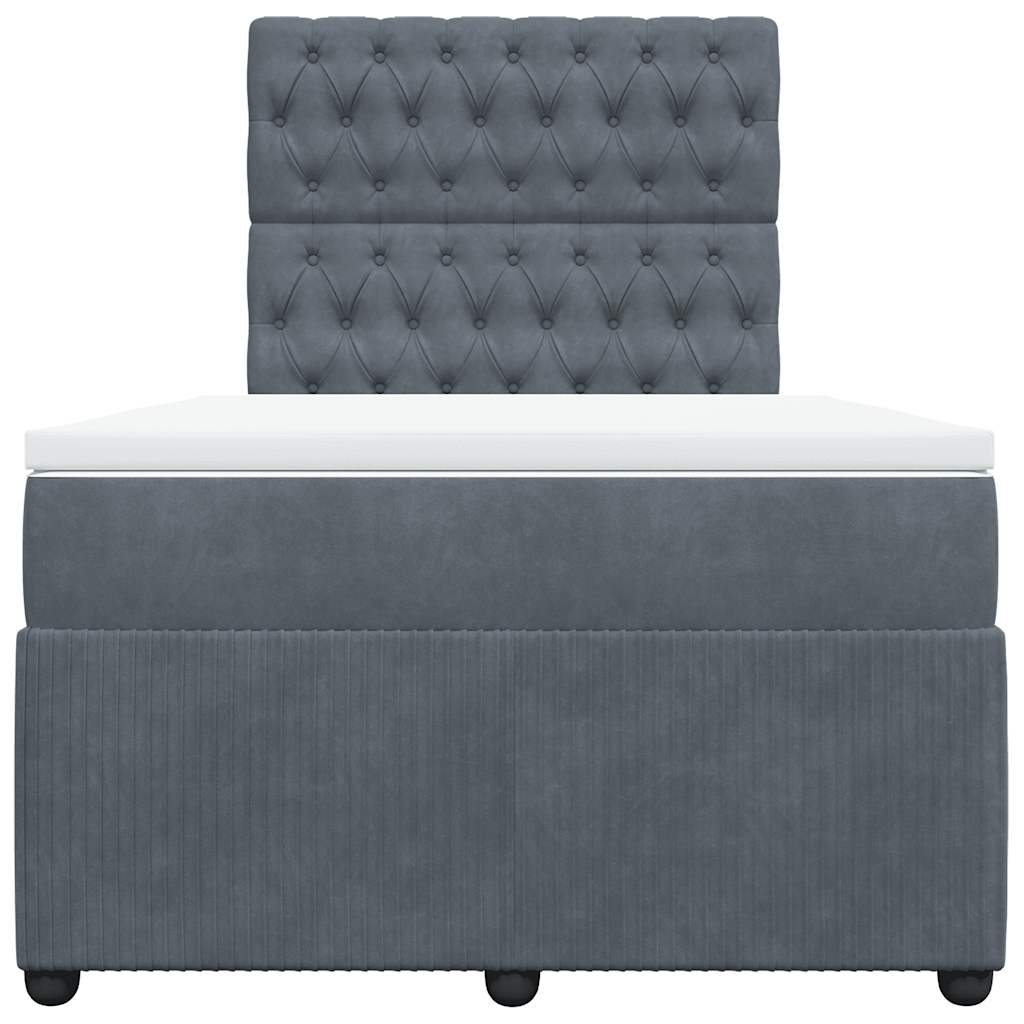 Box spring krevet s madracem tamnosivi 120 x 200 cm baršunasti